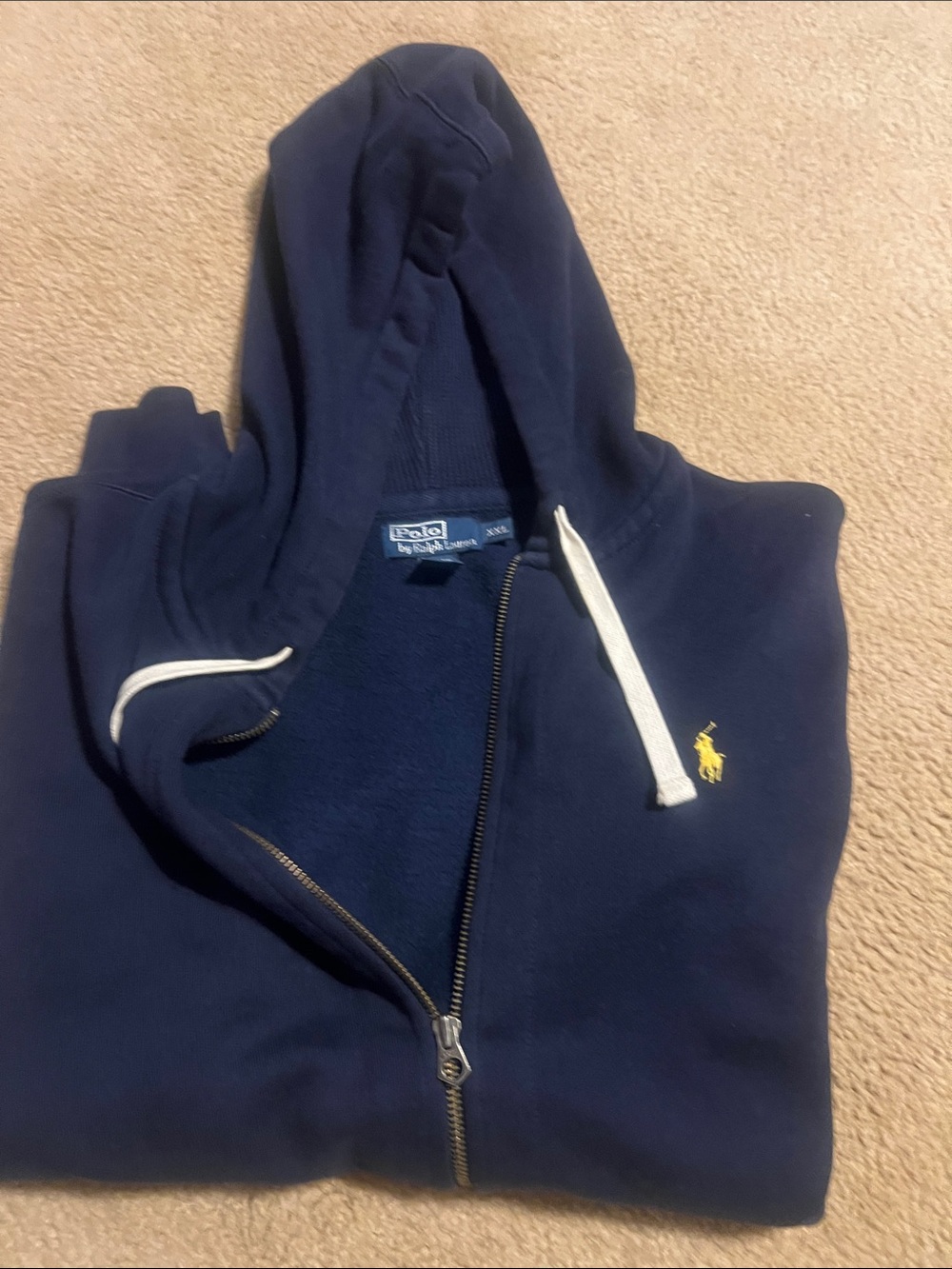 Polo Ralph Lauren Navy Zip-Up Hoodie with Yellow horse - Picture 6 of 8